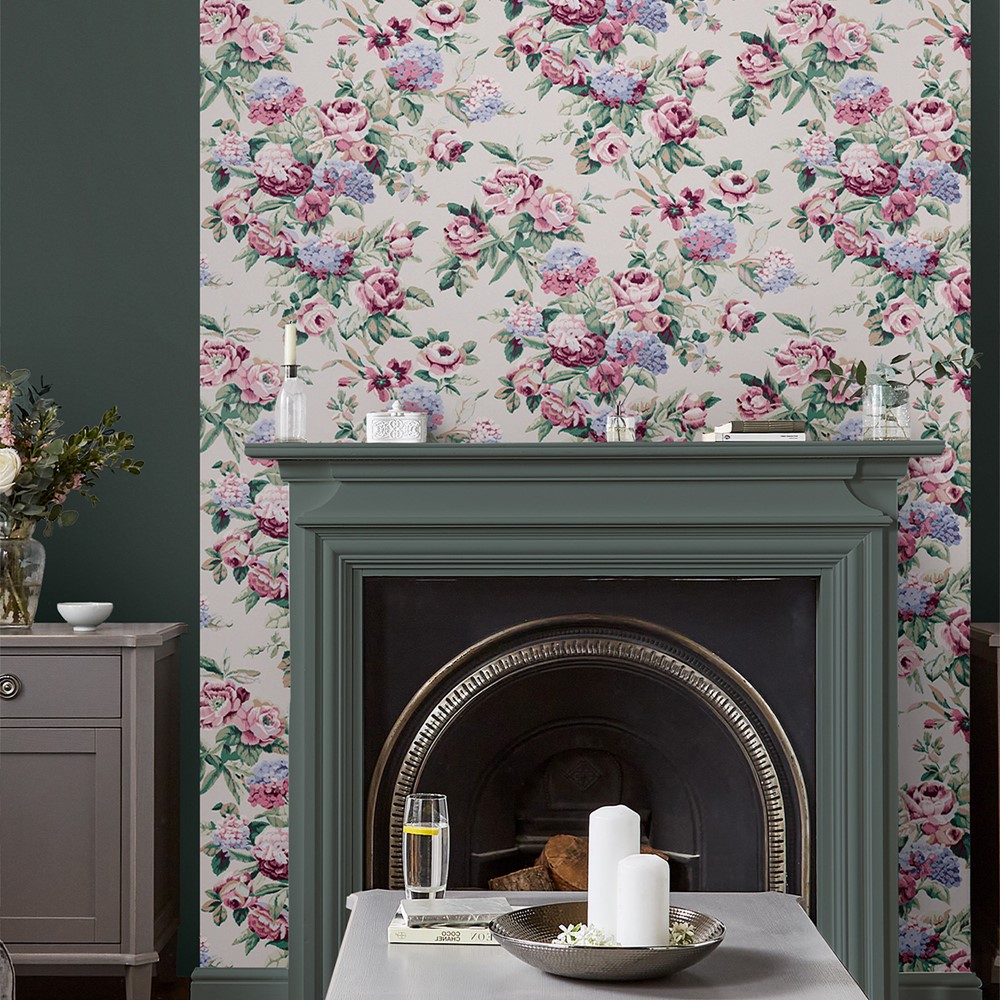 Pembrey Floral Wallpaper 118469 by Laura Ashley in Hazelnut Pink